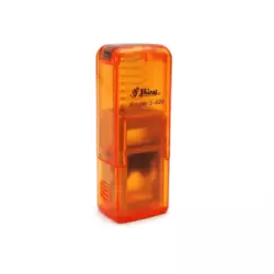 Kvalitní samonamáčecí textové razítko Shiny S-820 v oranžové transparentní barvě