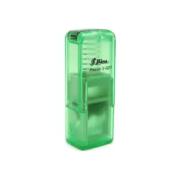 Kvalitní samonamáčecí textové razítko Shiny S-820 v zelené transparentní barvě