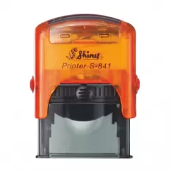 Kvalitní samonamáčecí textové razítko Shiny S-841 v oranžové transparentní barvě