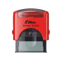 Kvalitní samonamáčecí textové razítko Shiny S-842 v červené barvě