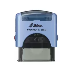 Kvalitní samonamáčecí textové razítko Shiny S-842 v modré barvě