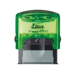 Kvalitní samonamáčecí textové razítko Shiny S-842 v zelené transparentní barvě