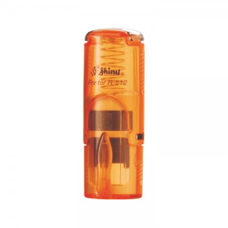 Kvalitní samonamáčecí textové razítko Shiny R-512 v oranžové transparentní barvě