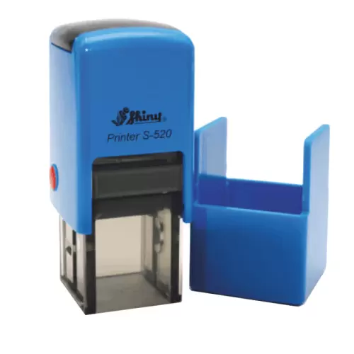 Kvalitní samonamáčecí textové razítko Shiny R-520T v modré barvě