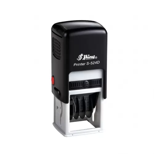 Datové textové samonamáčecí razítko Shiny S-524D řady Printer Line s textovou deskou 24x24mm