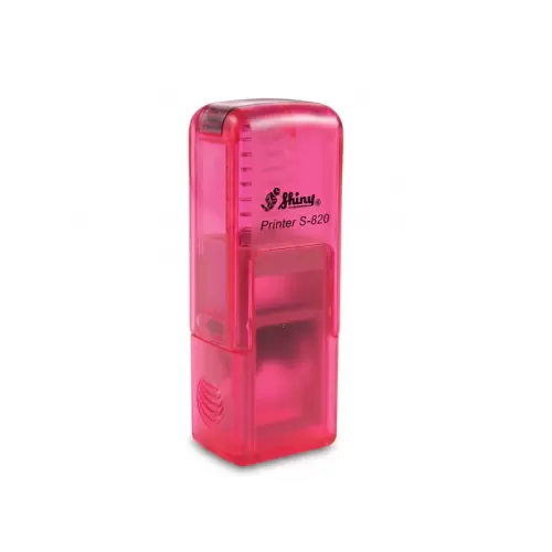 Kvalitní samonamáčecí textové razítko Shiny S-820 v růžové transparentní barvě