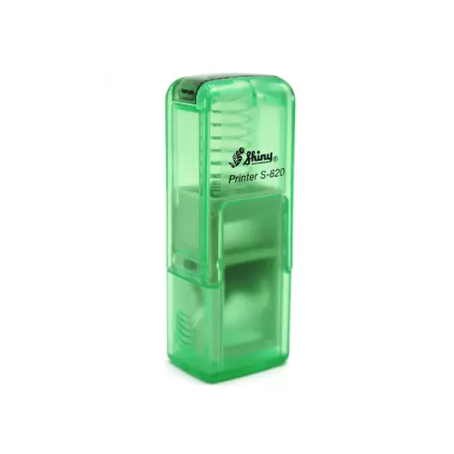 Kvalitní samonamáčecí textové razítko Shiny S-820 v zelené transparentní barvě