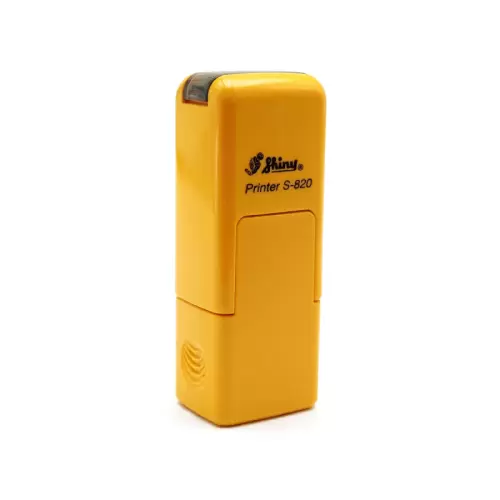 Kvalitní samonamáčecí textové razítko Shiny S-820 ve žluté barvě