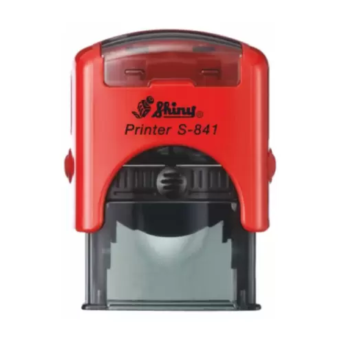 Kvalitní samonamáčecí textové razítko Shiny S-841 v červené barvě