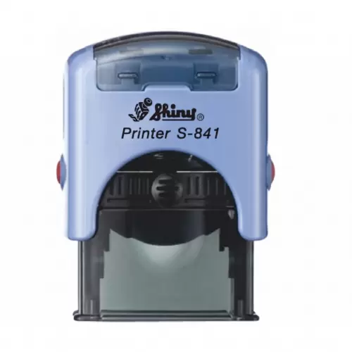 Kvalitní samonamáčecí textové razítko Shiny S-841 v modré barvě