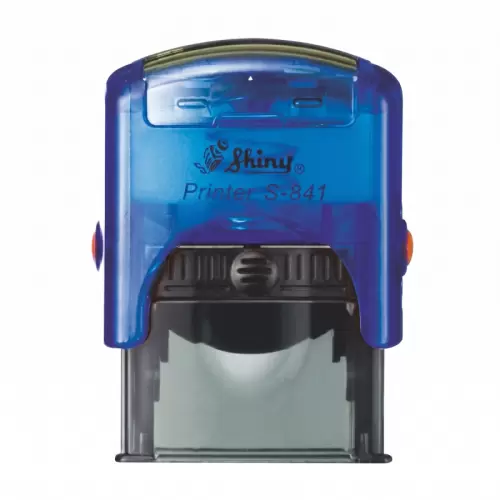 Kvalitní samonamáčecí textové razítko Shiny S-841 v modré transparentní barvě