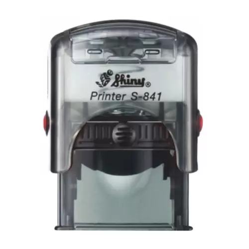 Kvalitní samonamáčecí textové razítko Shiny S-841 v šedé transparentní barvě