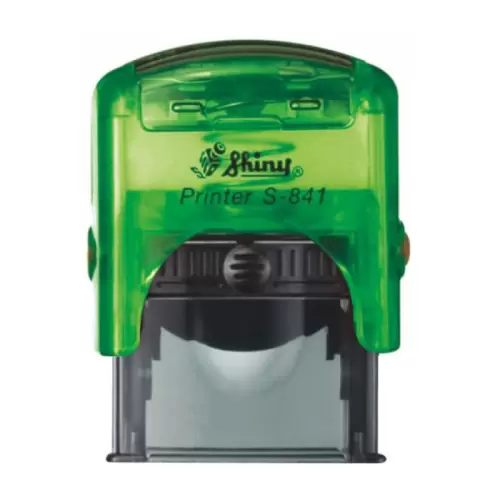 Kvalitní samonamáčecí textové razítko Shiny S-841 v zelené transparentní barvě