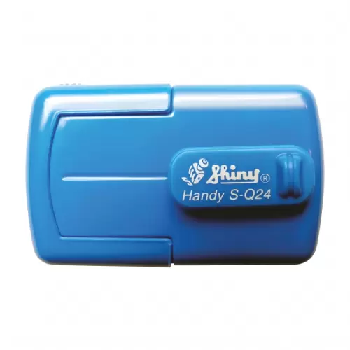 Kapesní textové samonamáčecí razítko Shiny S-Q24 Handy Stamp modré