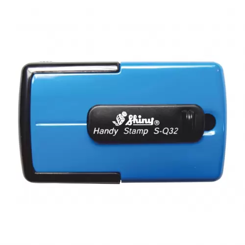 Kapesní textové samonamáčecí razítko Shiny S-Q32 Handy Stamp modré